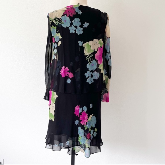 100% Silk Floral MIDI Dress Size 6 - Picture 7 of 15